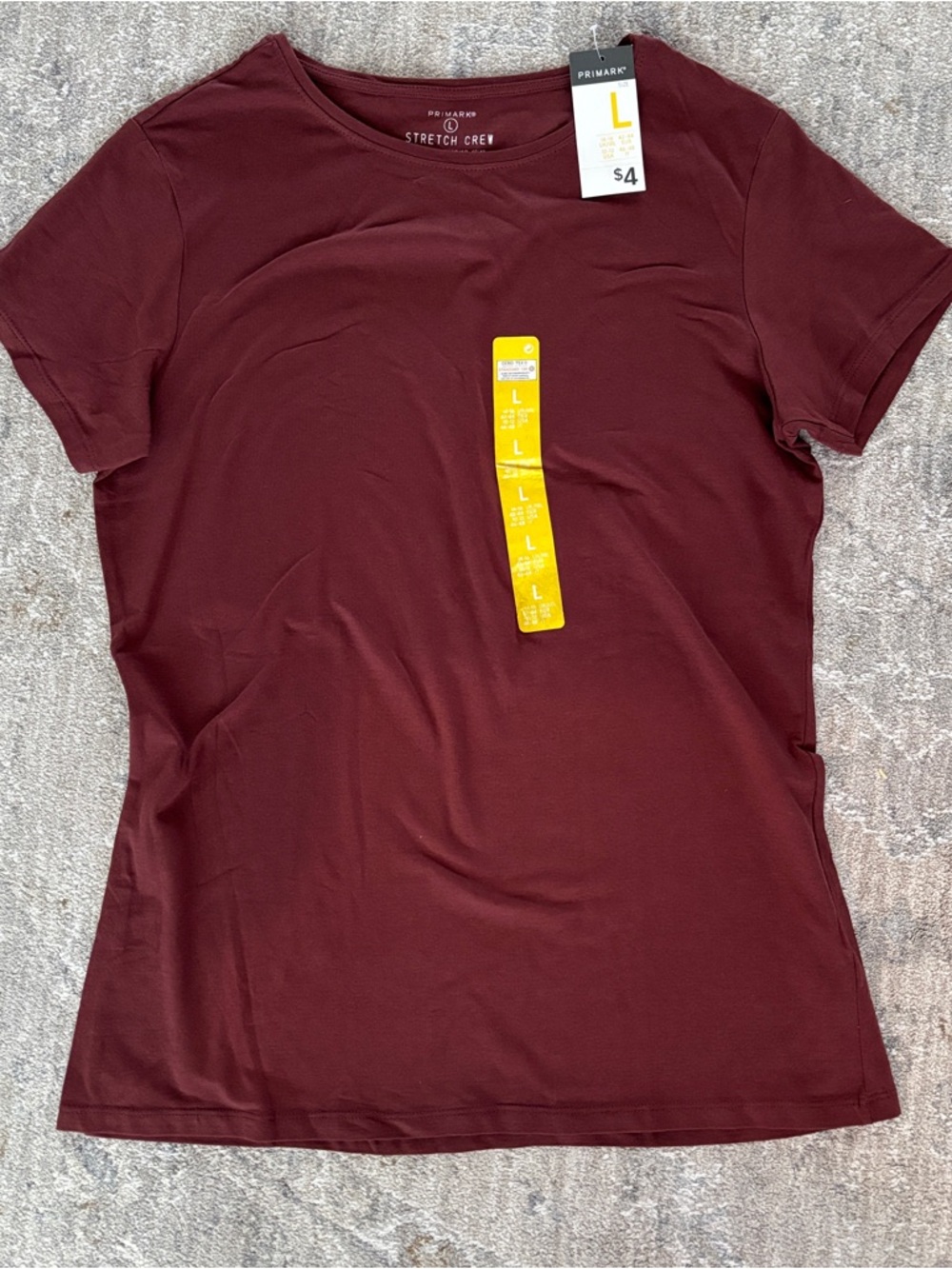 Primark Women's Short Sleeve Stretch Top - Burgundy